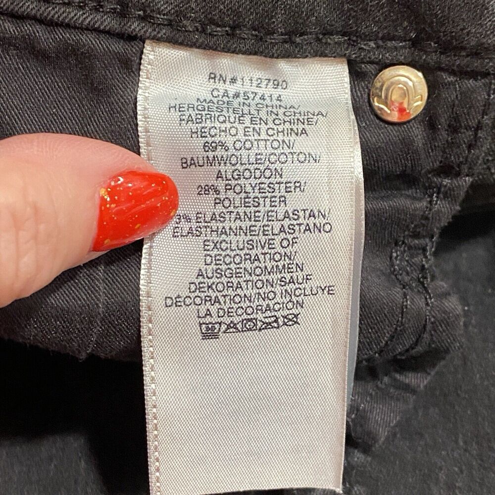 True Religion Womens 31 Moto Super Skinny Jeans Faded Black Zip Pockets Stretch - Picture 7 of 14